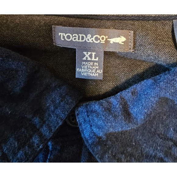 Toad&Co Shirt Mens XL Navy Flannagan Solid Long Sleeve Button Up Organic Cotton - Picture 3 of 6